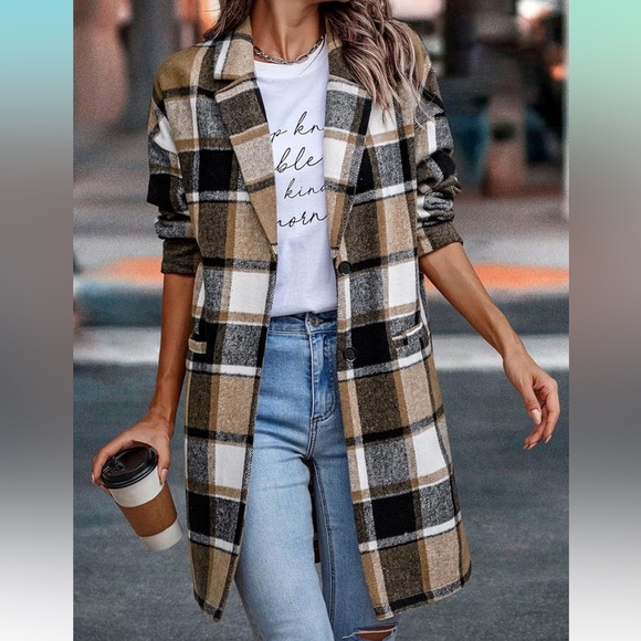 Long plaid jacket - Picture 2 of 8